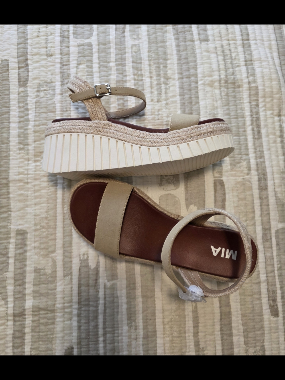 MIA Neutral Beige Platform Wedge Sandals